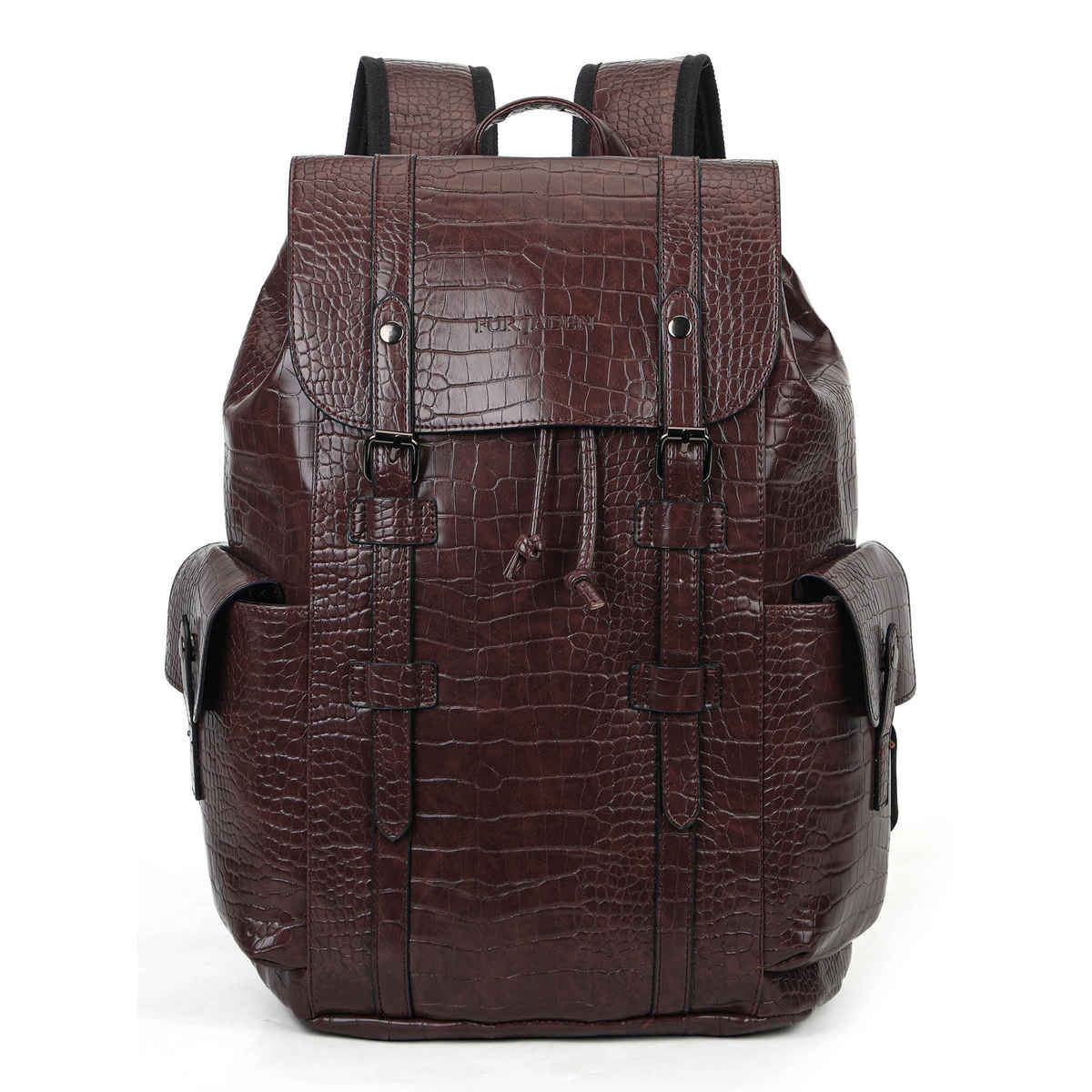 Fur Jaden Unisex Textured Vegan Leather 20 L Laptop Backpack | Brown - 15.6 Inches