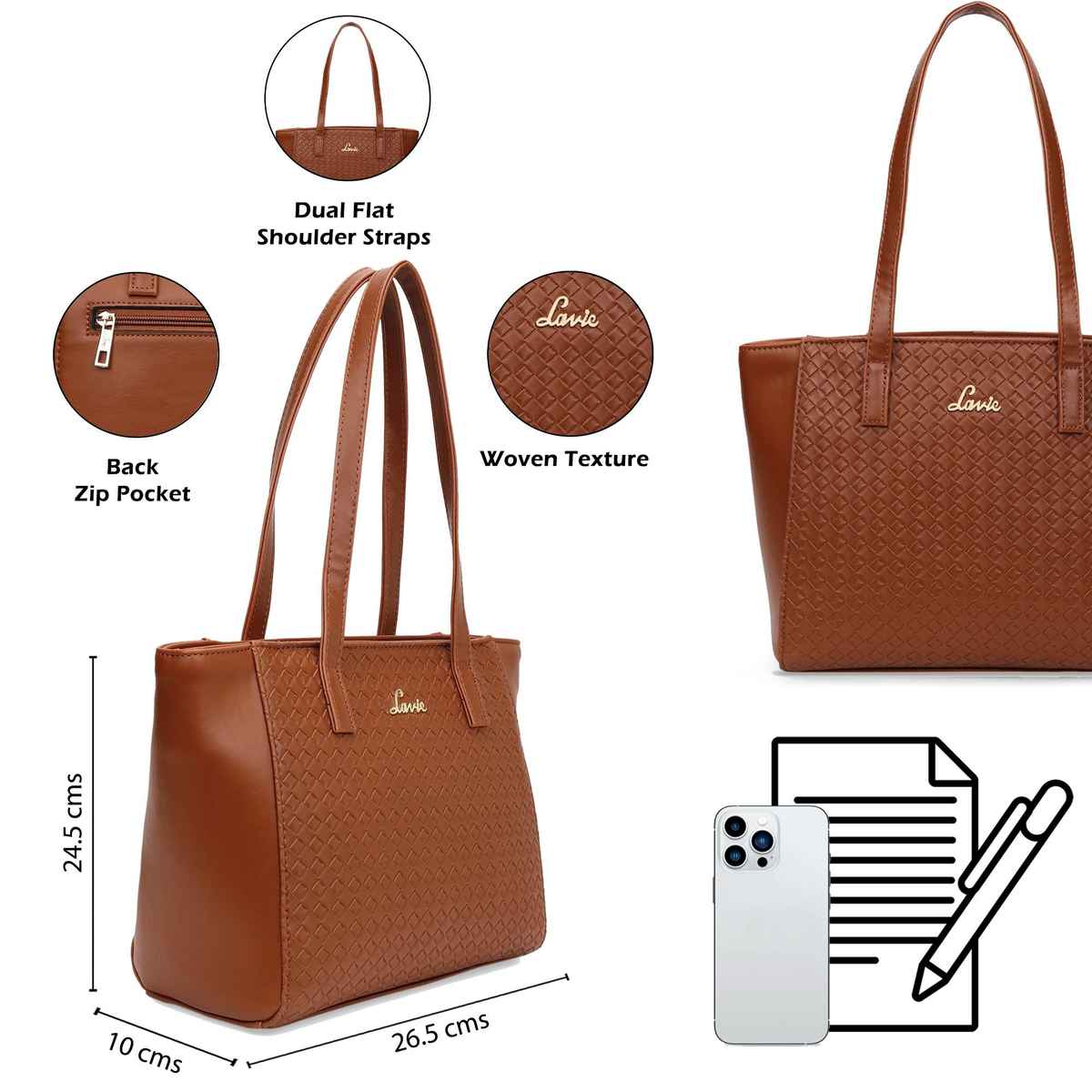 Lavie Women's Bottega Betty Tote Handbag | Tote Bag For Work | Ladies purse | Shoulder Bag | Tan