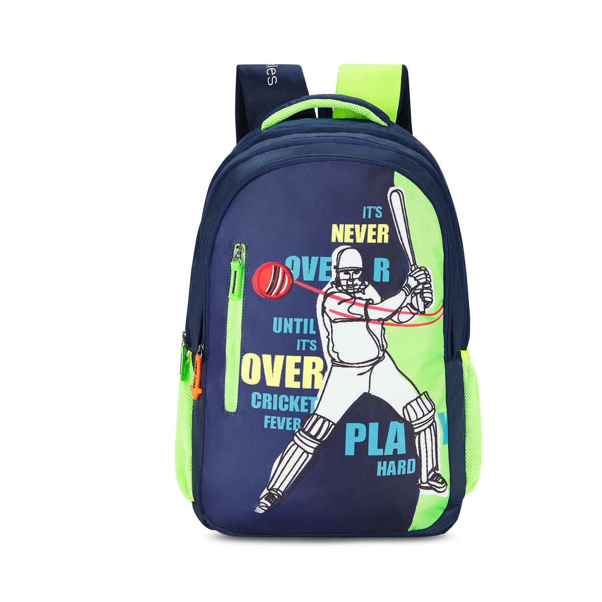 Nasher Miles Cricket Fever Backpack- Unisex-3 Compartment College Bag- Green- 45L
