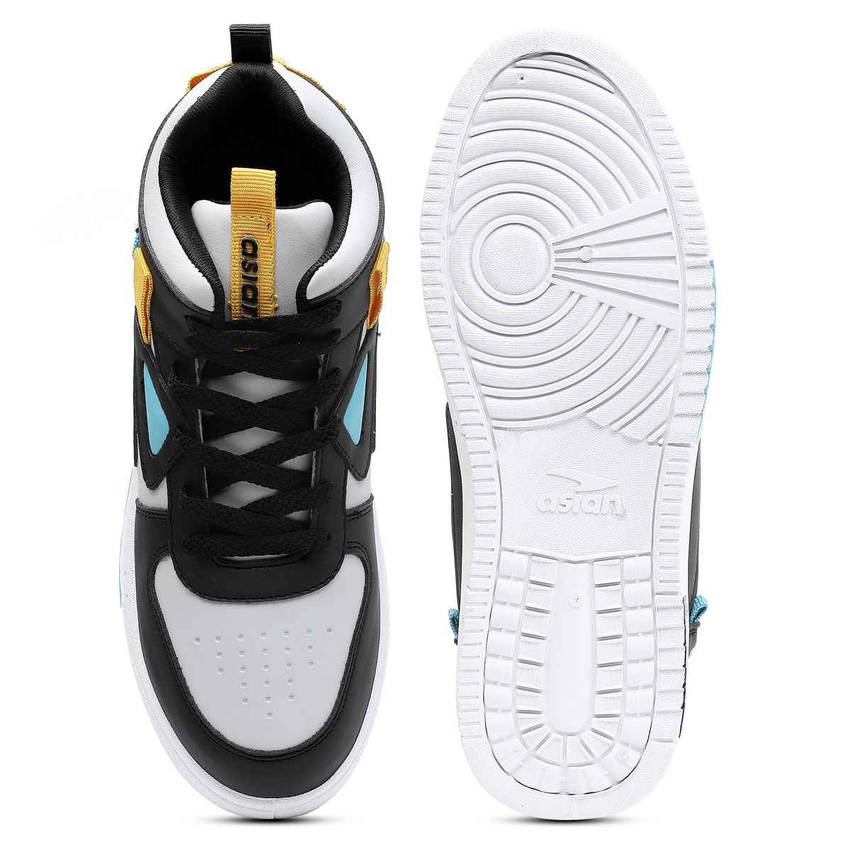 Asian Tarzan-11 Men High Top Sneakers Lightgrey-Black (Size-7)