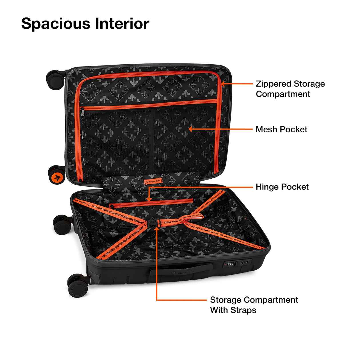 Nasher Miles Paris Check-In Hard-Sided Polypropylene Luggage 24 Inch-65 cm Trolley Bag - Black