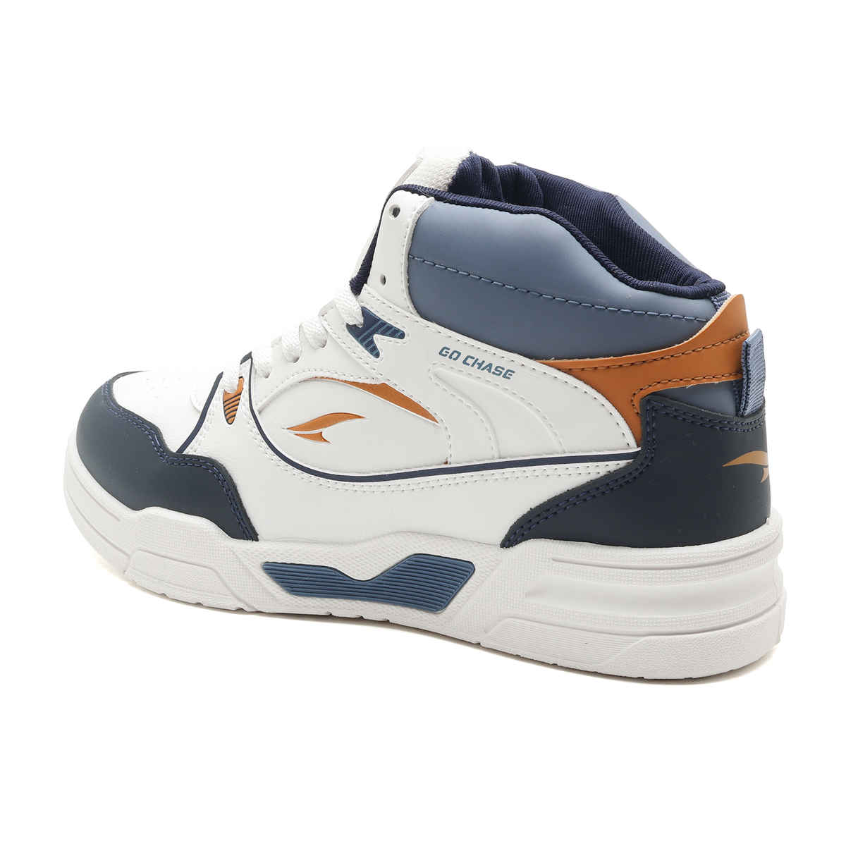 Asian Men's Casual Sneakers | Tango-11 | White, Navy, and Mustard - UK 9