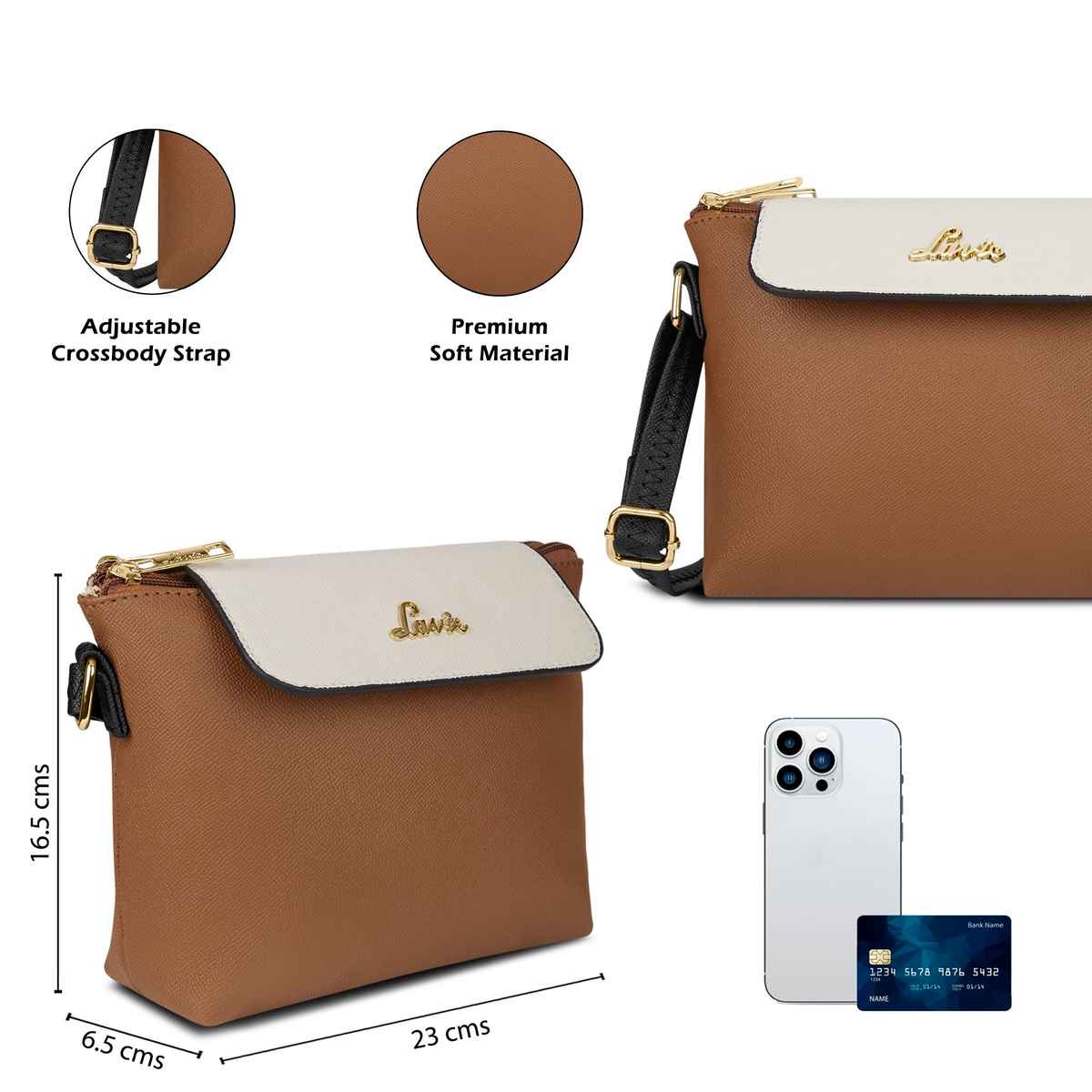 Lavie Women's Colourblock Rove Flap Crossbody Sling Bag | Ladies Purse Handbag | Tan