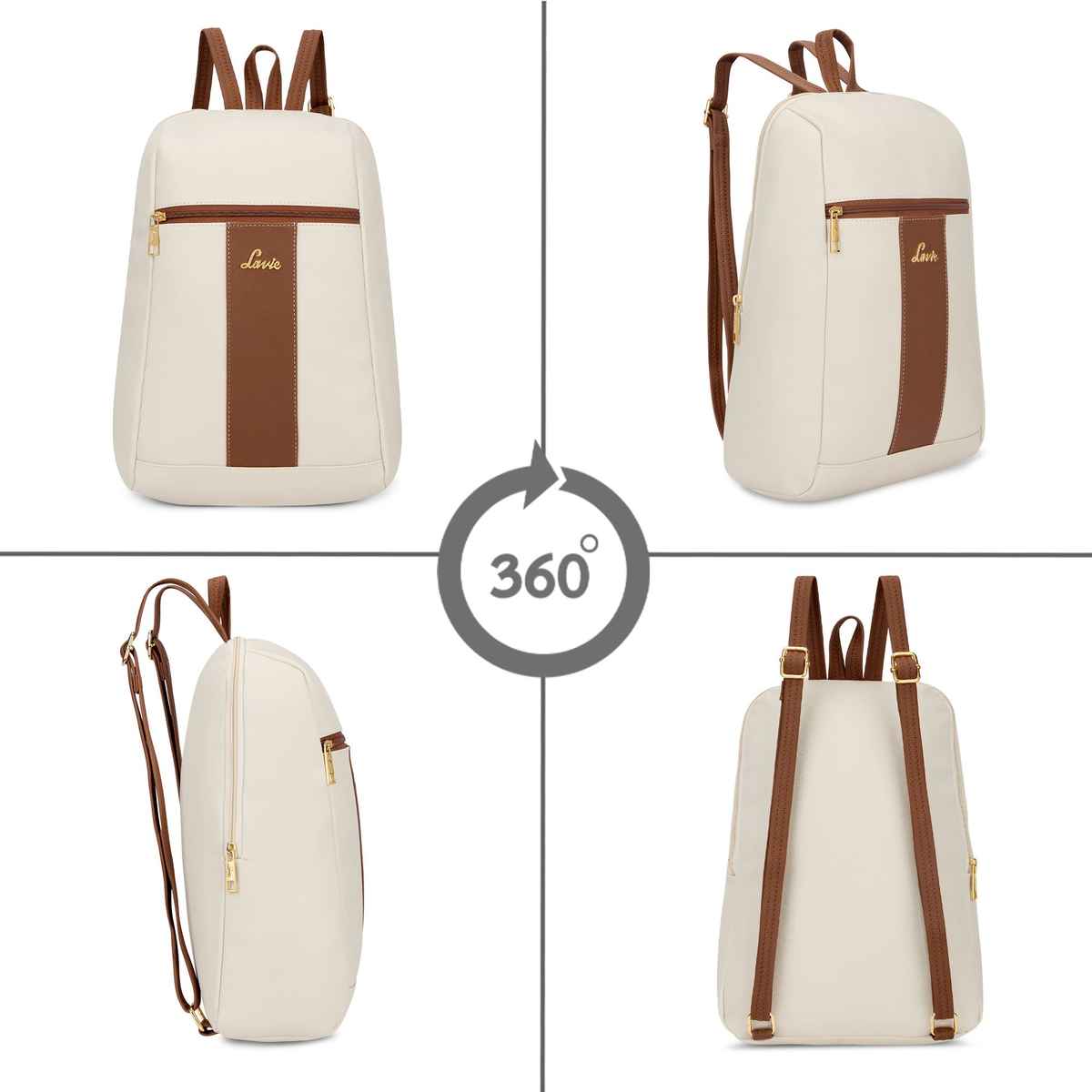 Lavie Women's Colourblock Cobie Fashion Backpack for | Shoulder Bag | Off White