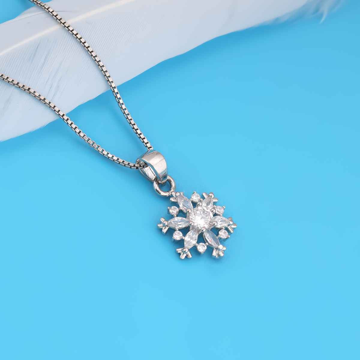 Giva Silver Snowflake Pendant With Box Chain