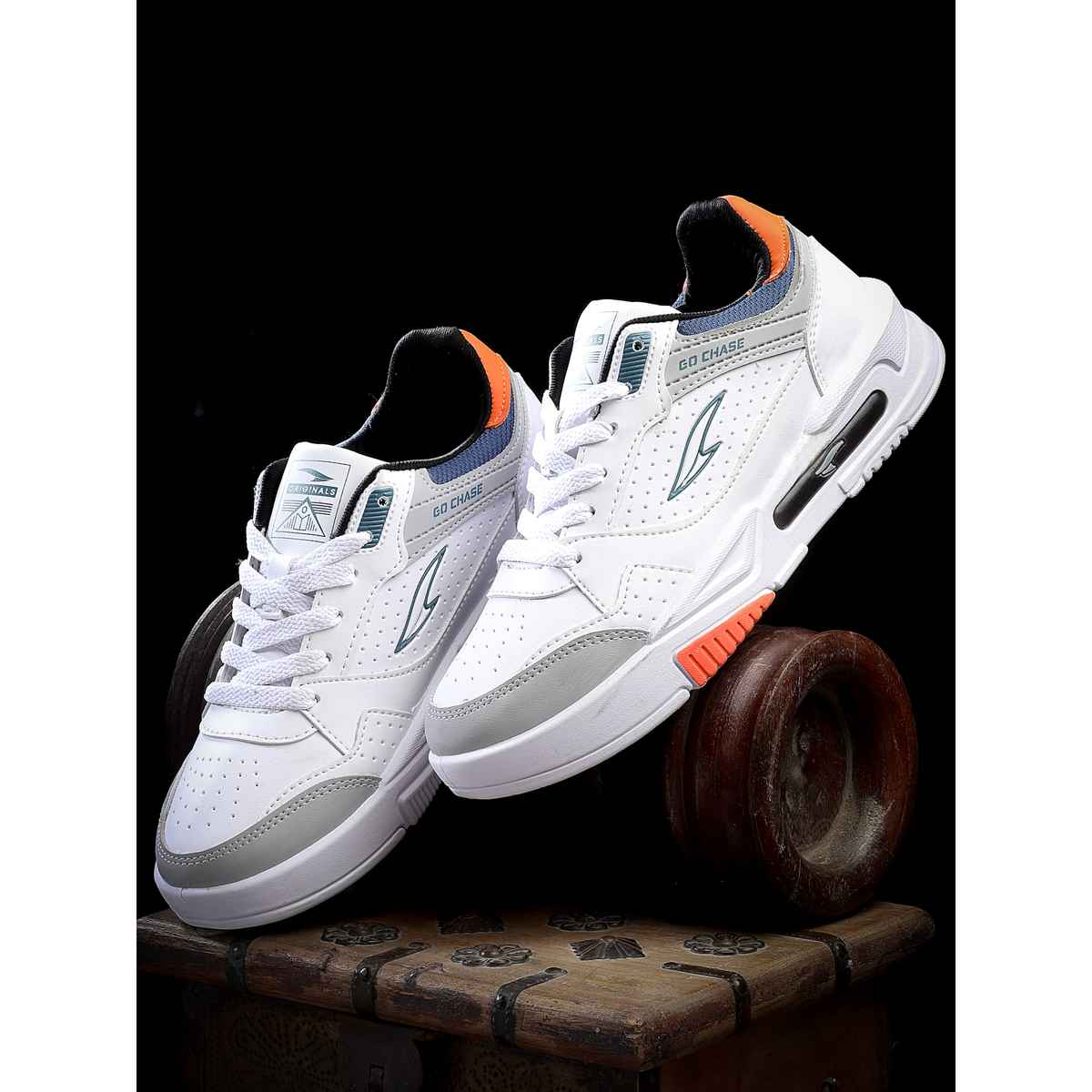 Asian Men s Mexico-01 Grey Orange Sneakers | UK-10