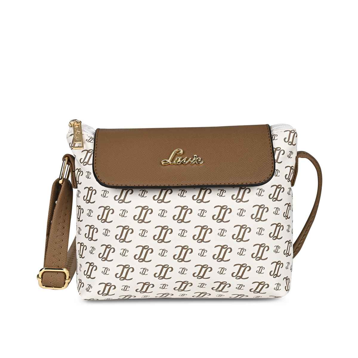 Lavie Women's Mono Ll Rio Flap Crossbody Sling Bag | Ladies Purse Handbag | Off White