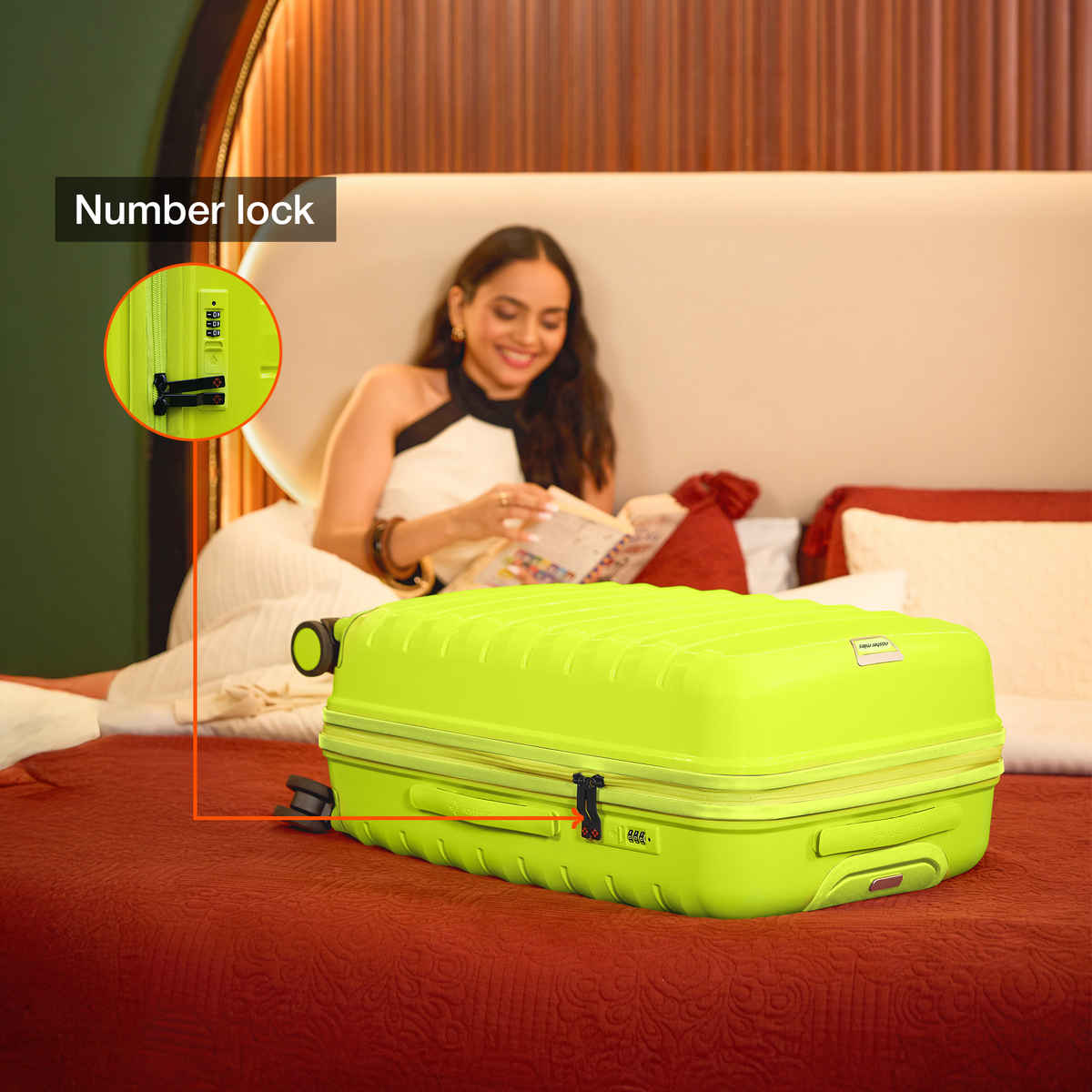 Nasher Miles Vienna Check-In Hard Sided Polypropylene 24 Inch|65 cm Trolley Bag - Neon Lime