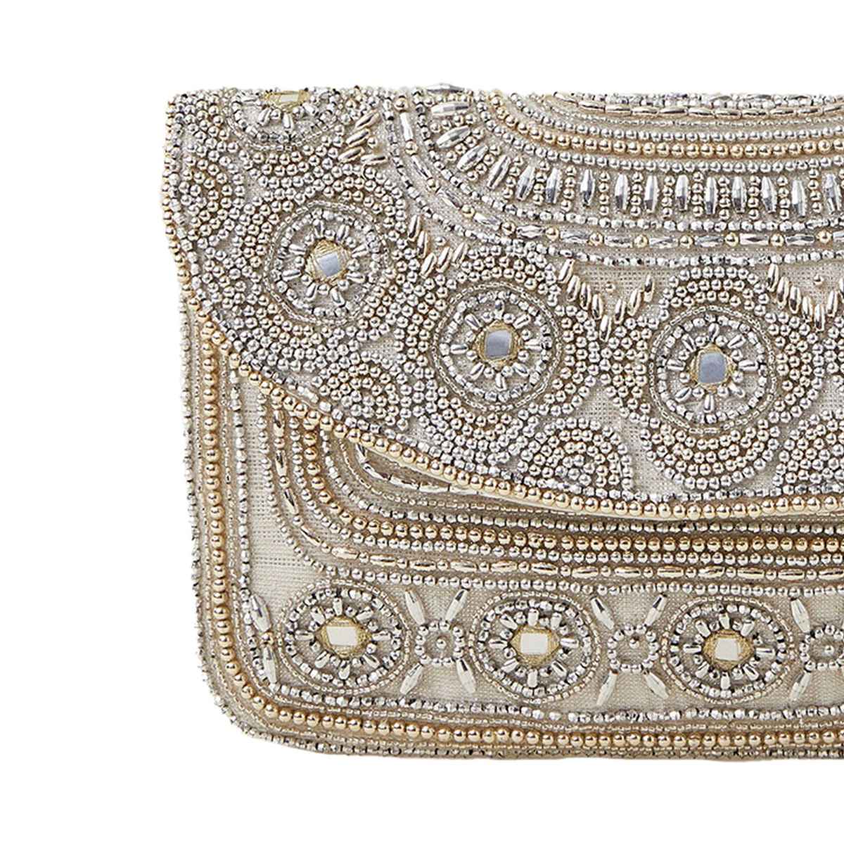 Accessorize London Women's Beaded Clutch Bag | Silver