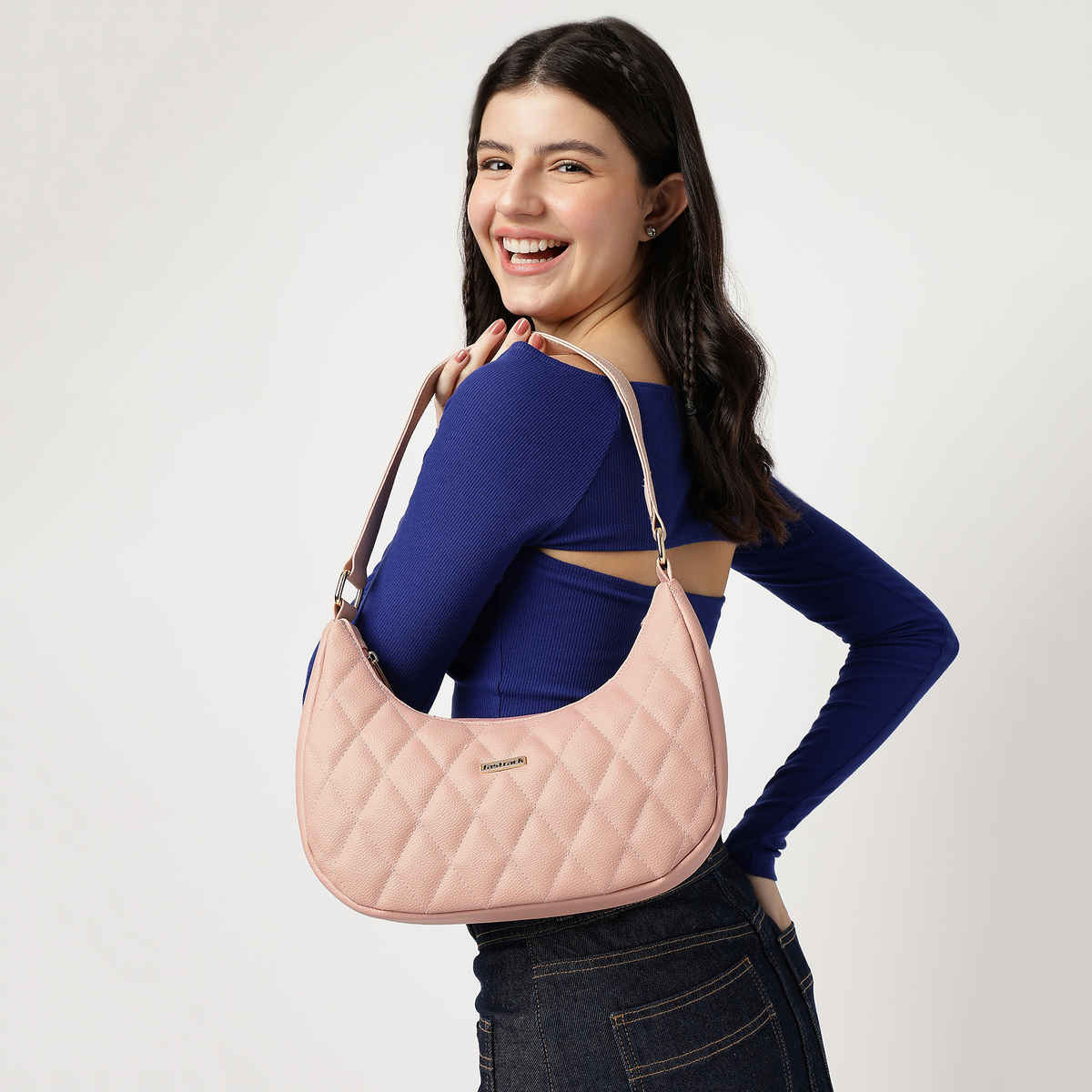 Fastrack Quilted Shoulder Bag for Women | Pink
