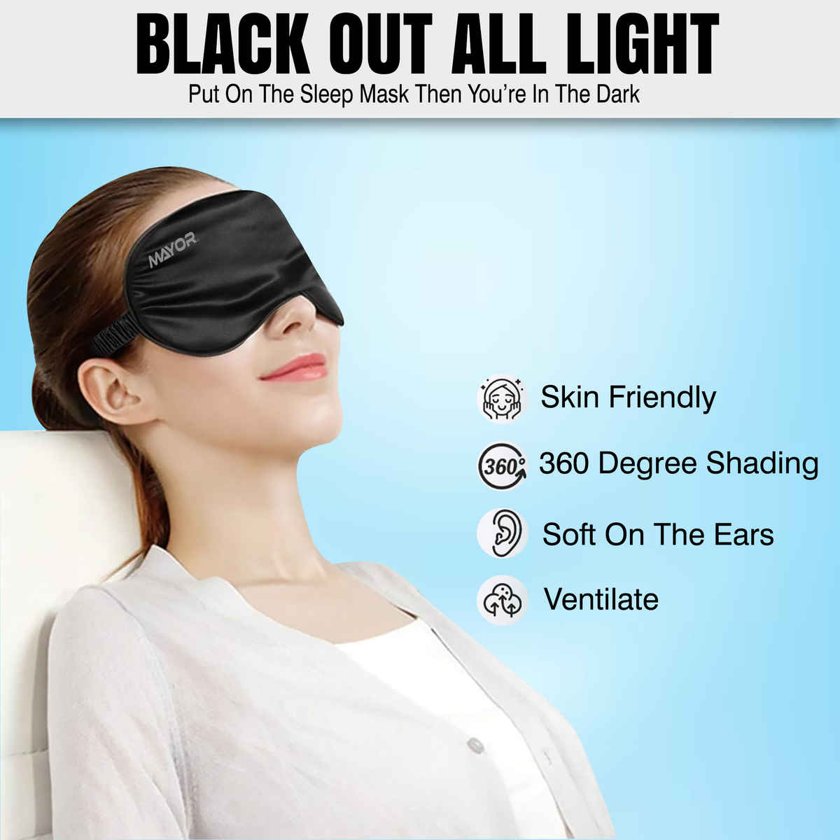 Mayor Premium Smooth Sleep Eye Mask Nap Mask with Comfortable Adjustable Strap