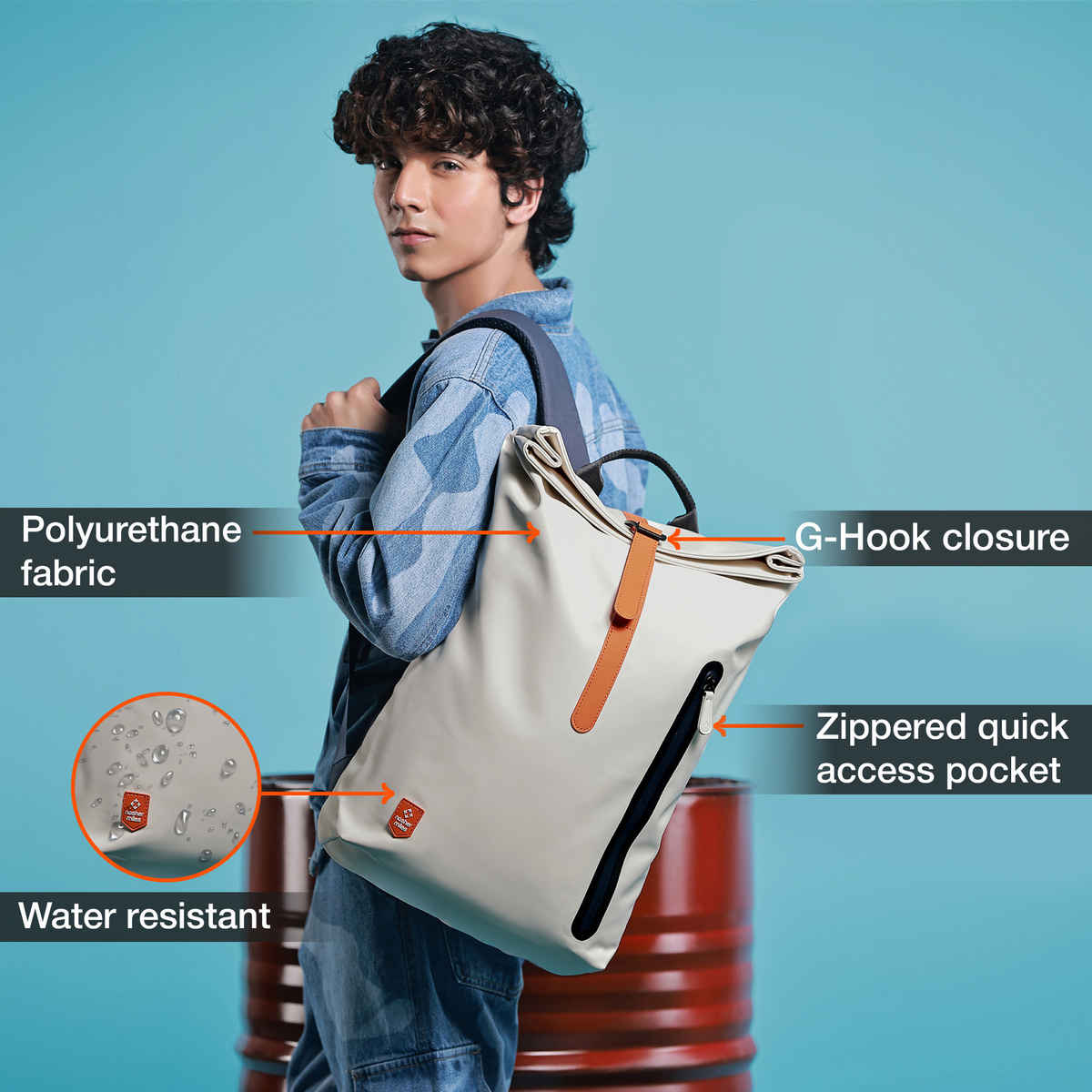 Nasher Miles Chelsea 28 L Top-open, Polyurethane Laptop Backpack for College and School- White