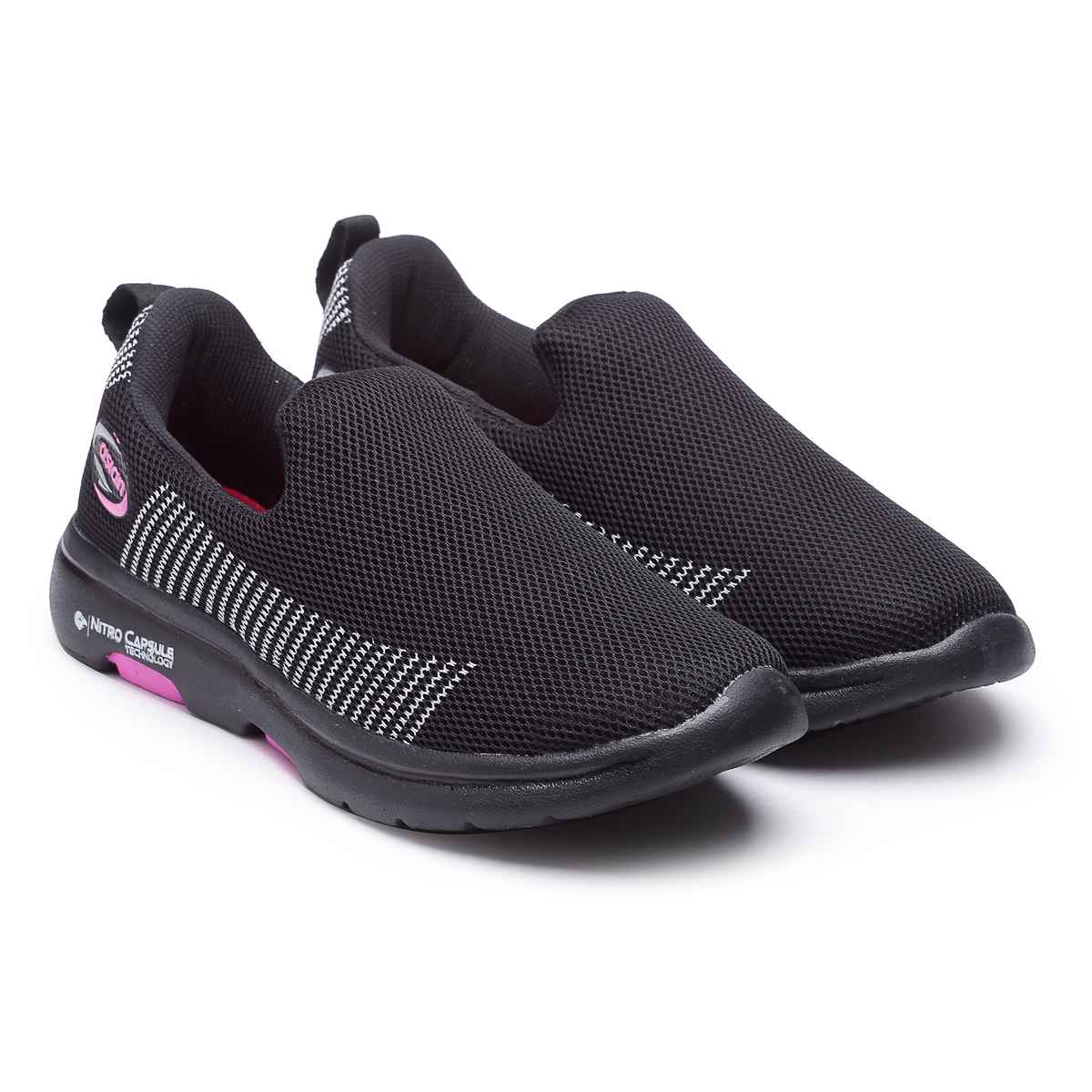 Asian Women s Firefly-111 Black Pink Slipon Shoes | UK-4