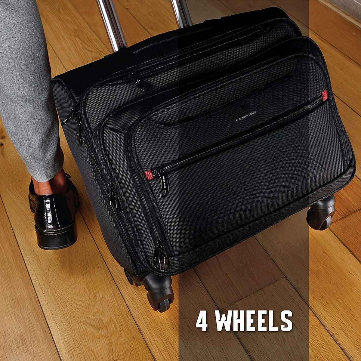 Nasher Miles Wall Street 39L Black Polyester Laptop Roller Case