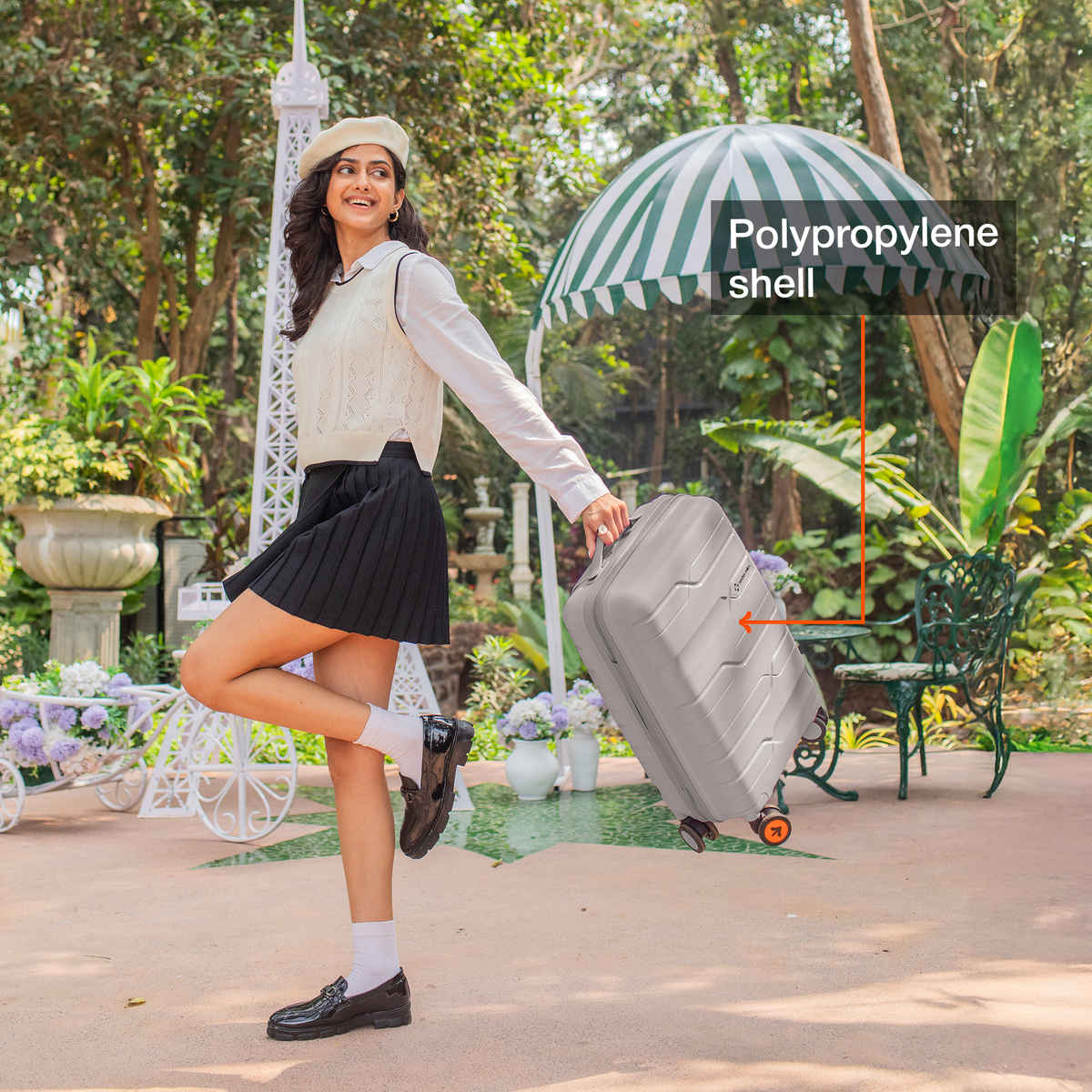 Nasher Miles Paris Cabin Hard Sided Polypropylene 20 Inch|55 cm Trolley Bag - Grey