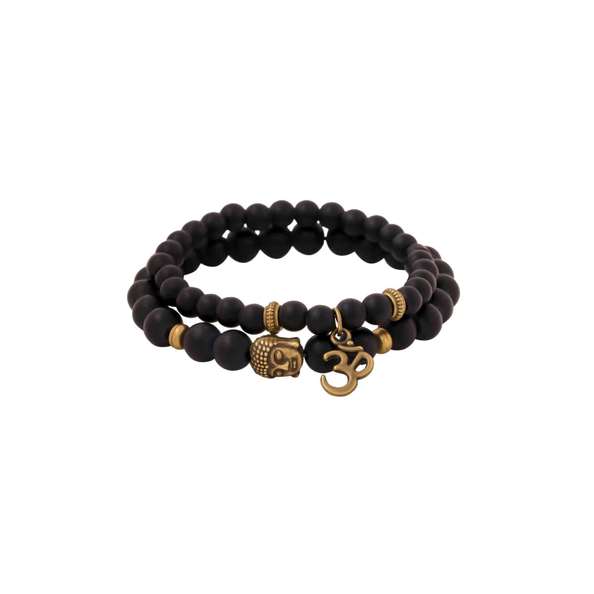 Yellow Chimes Unisex Black & Gold-Toned Devine Buddha Beads Charm Bracelet