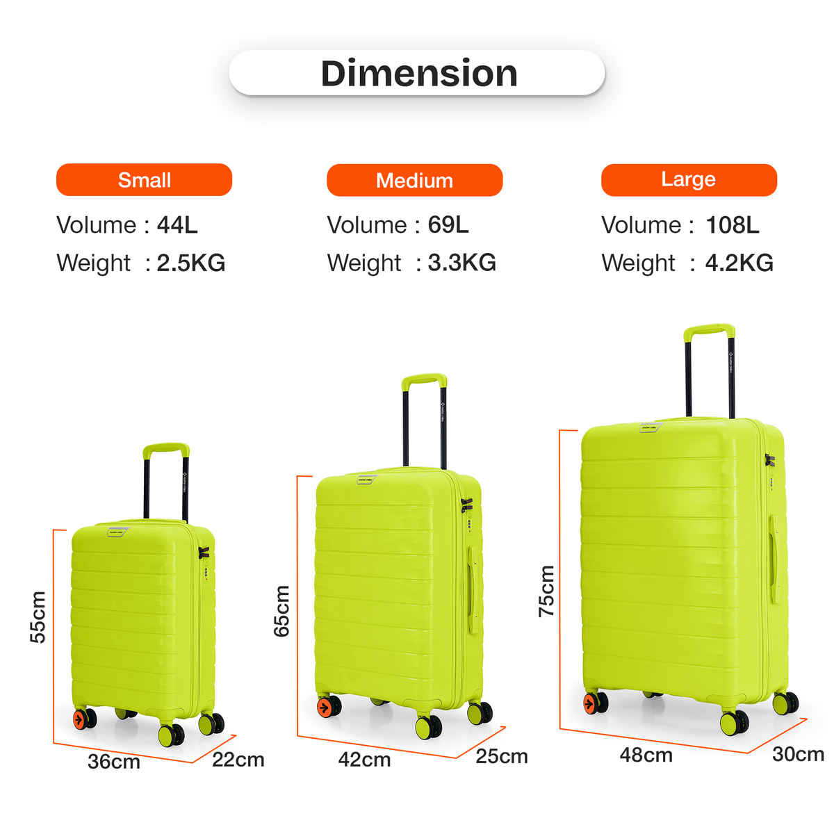 Nasher Miles Vienna Check-In Hard Sided Polypropylene 24 Inch|65 cm Trolley Bag - Neon Lime