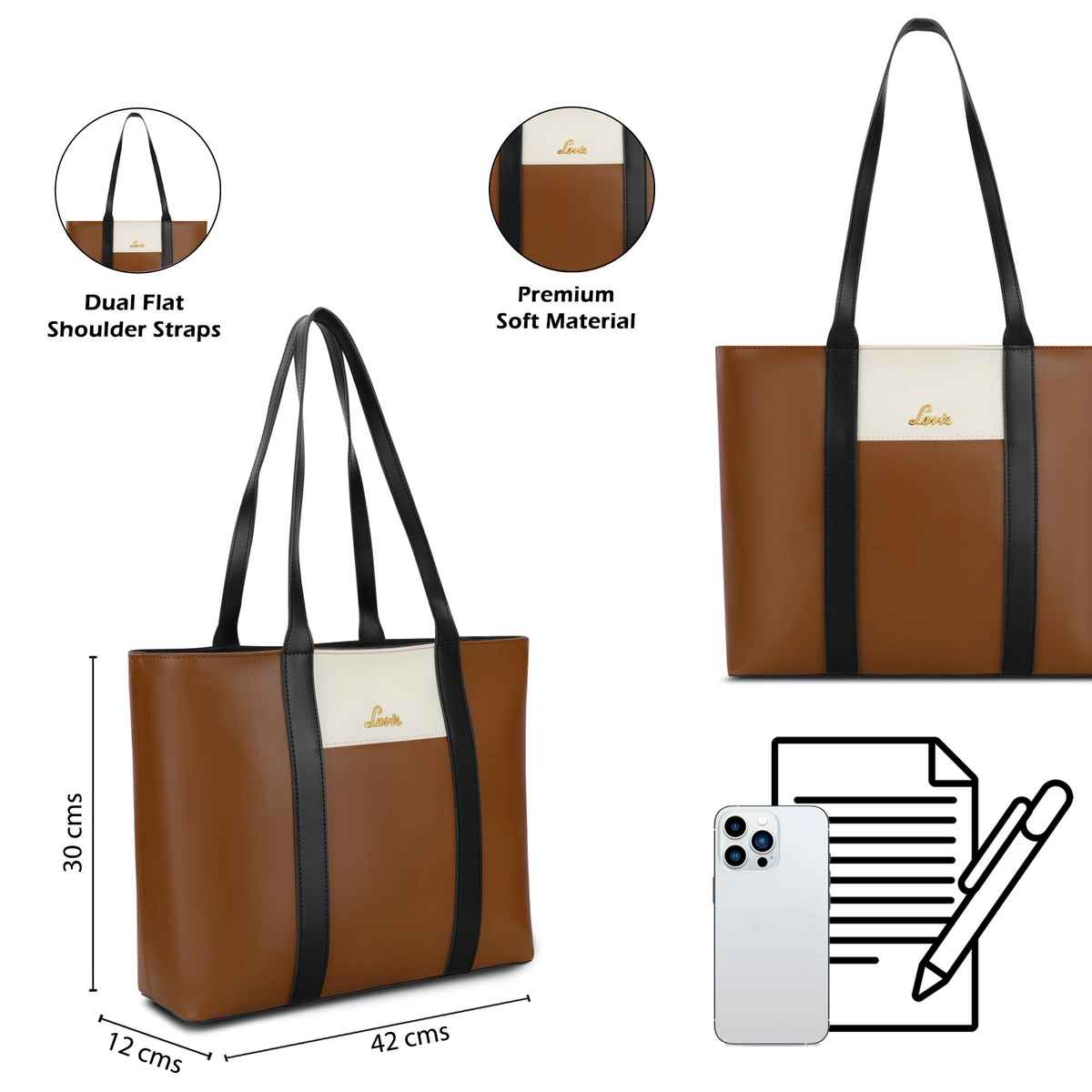 Lavie Women's Colourblock Regan Large Tote Handbag | Tan