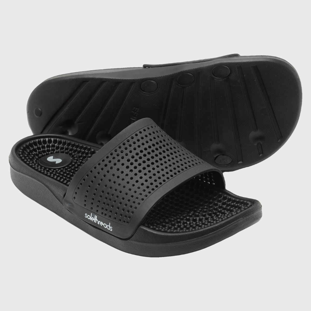 Solethreads Accuwalk Black Slides for Men | Size India/UK 11