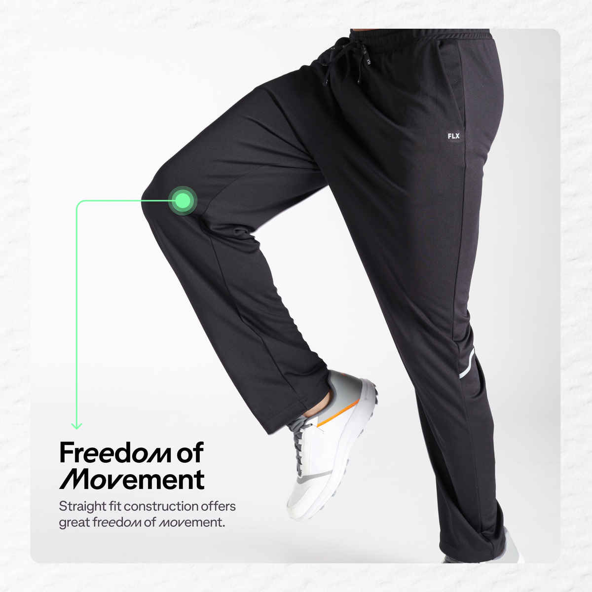 FLX By Decathlon | Men Cricket Straight Fit Trackpant - Black, L
