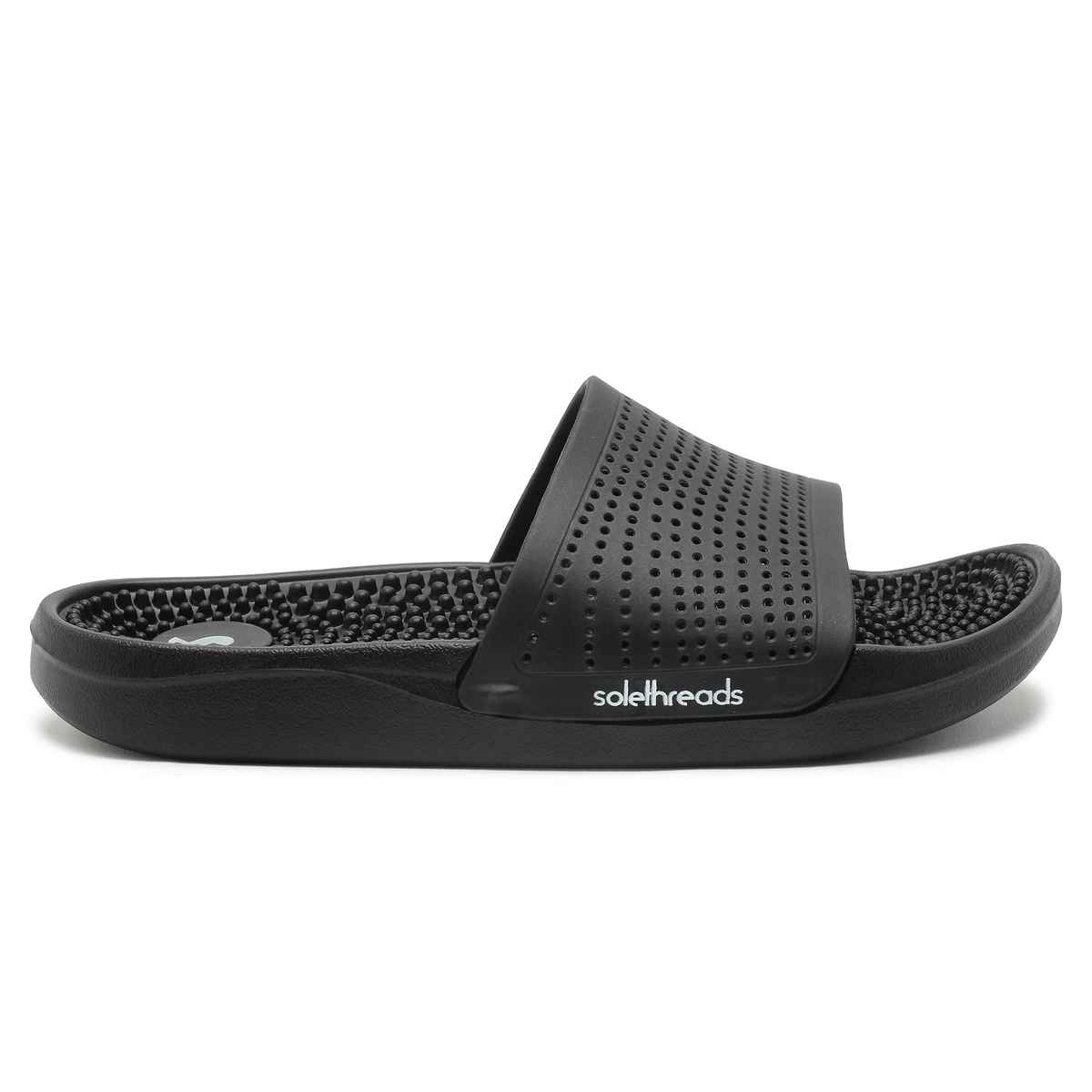 Solethreads Accuwalk Black Slides for Men | Size India/UK 11