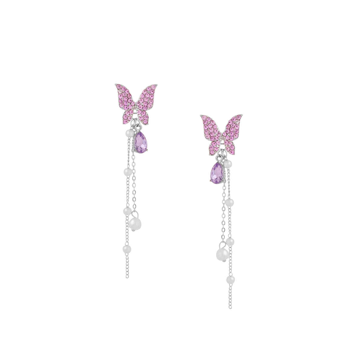 Yellow Chimes Crystal Danglers Earrings | Purple