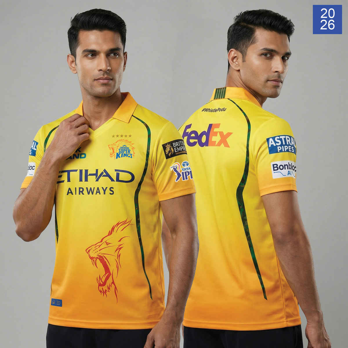 playR CSK - Chennai Super Kings Authentic Fan Jersey | IPL 2026 | Plain | S