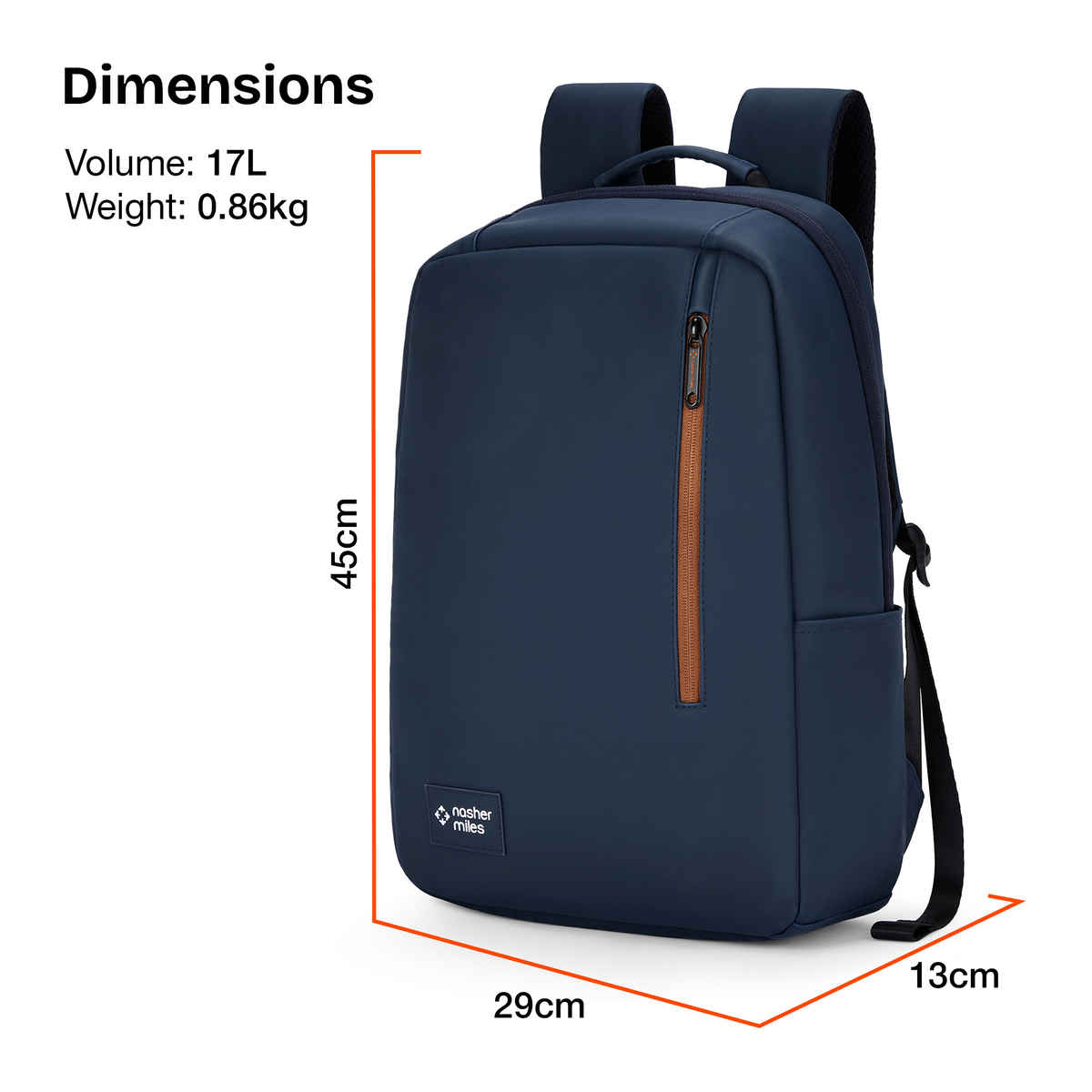 Nasher Miles Tribeca Premium Polyurethane Laptop Backpack | Navy Blue - 17 L