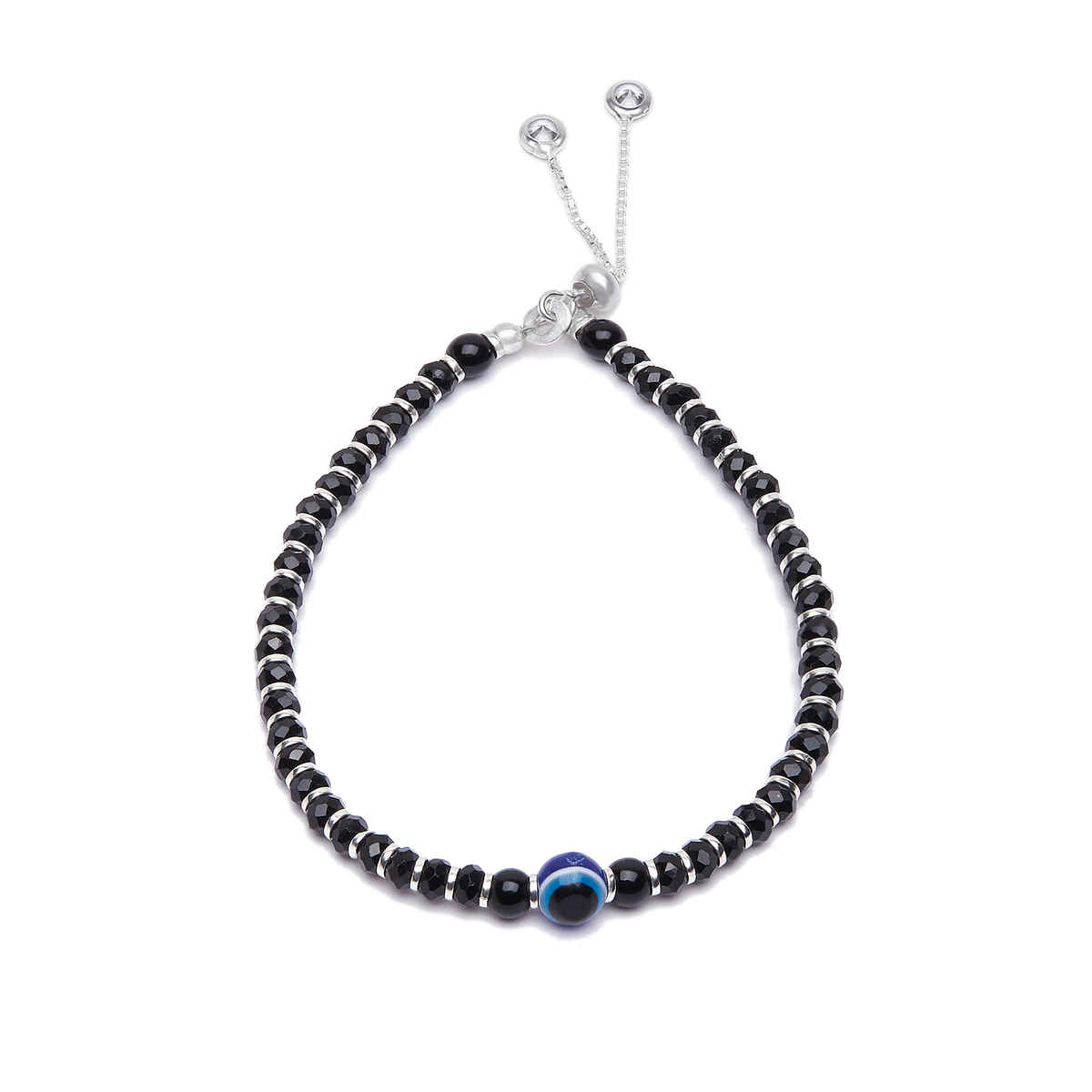 Zavya Evil Eye Rhodium Plated 925 Sterling Silver Nazaria Bracelet