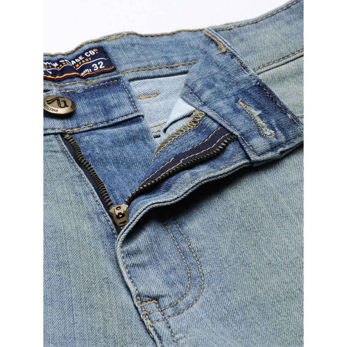The Indian Garage Co Men's Slim Fit Solid Casual Shorts | Blue - 34