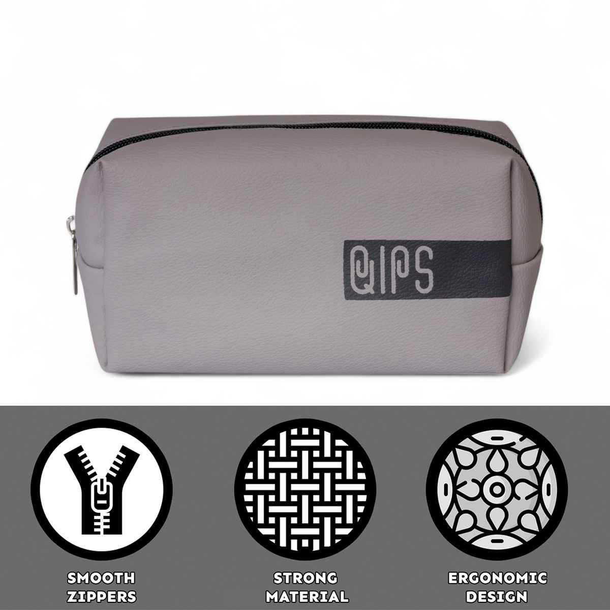 QIPS Unisex Solid PU 6 L Travel Pouch | Ash Grey