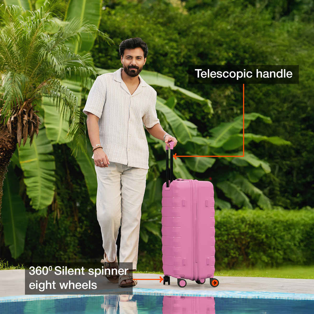 Nasher Miles Vienna Check-In Hardside Polypropylene 28 Inch-75 cm Trolley Bag- Pink