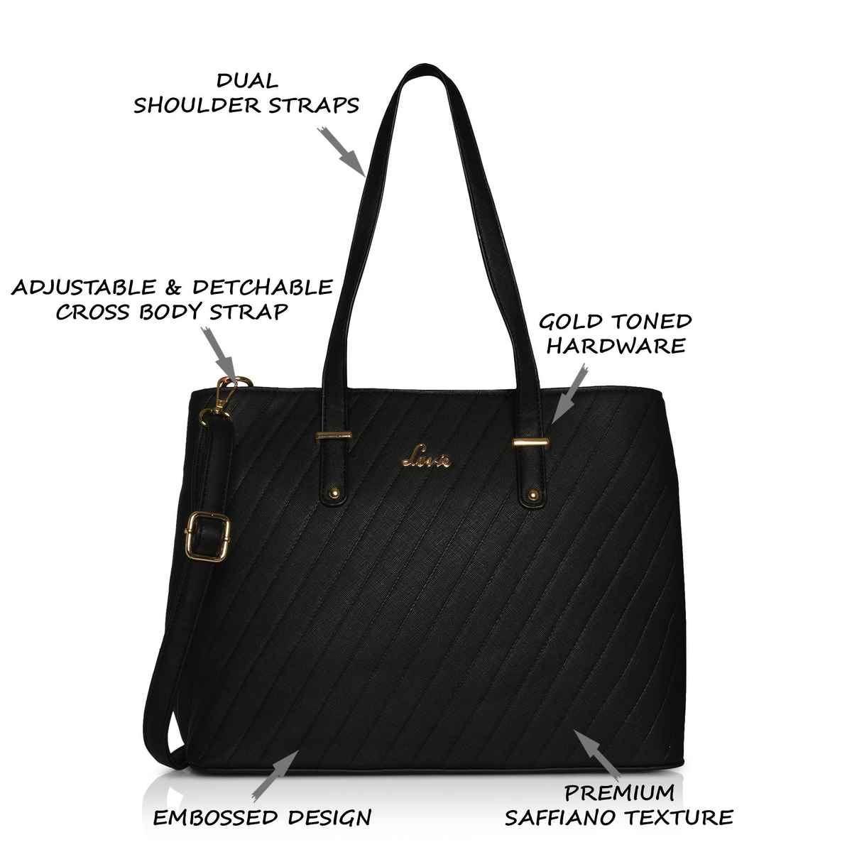 Lavie Women's Yalta Large Satchel Handbag | Satchel Bag | Ladies purse | Shoulder Bag | Black