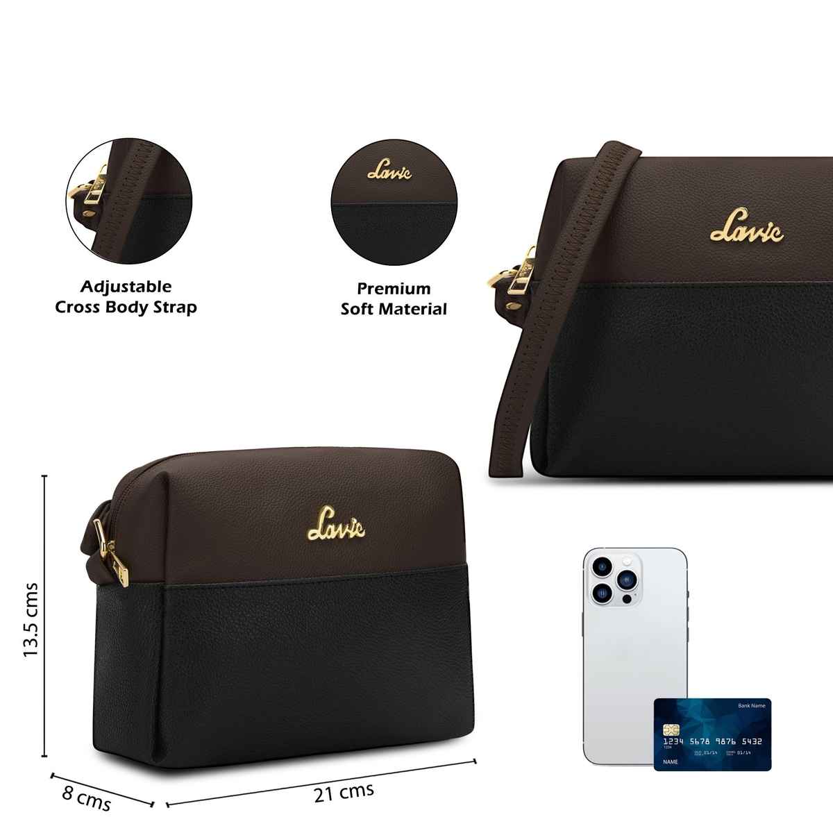 Lavie Women's Tina Cross Body Sling Bag | Ladies Purse Handbag | Black