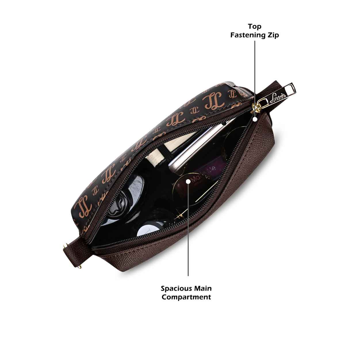 Lavie Women's Mono Ll Farah Crossbody Sling Bag | Ladies Purse Handbag | Brown