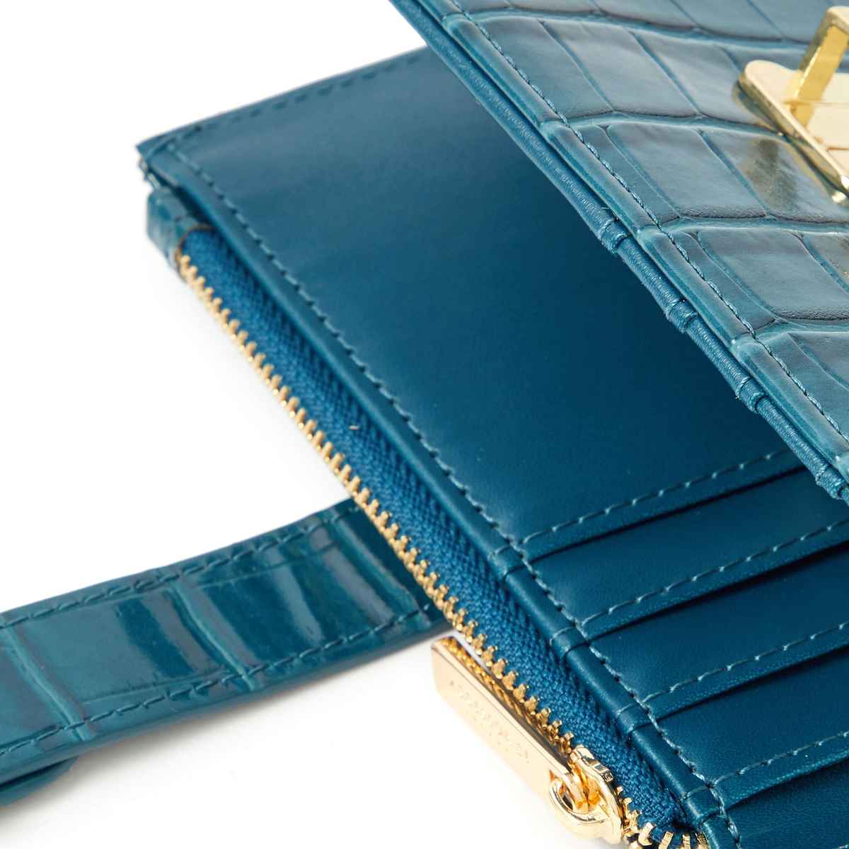 Accessorize London Croc Pushlock Wallet | 20 x 24 x 3 cm - Blue