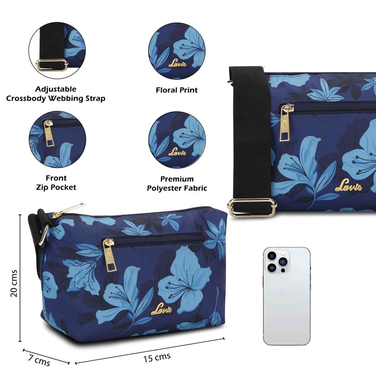 Lavie Women's Trixie Floral Cross Body Sling Bag | Ladies Purse Handbag