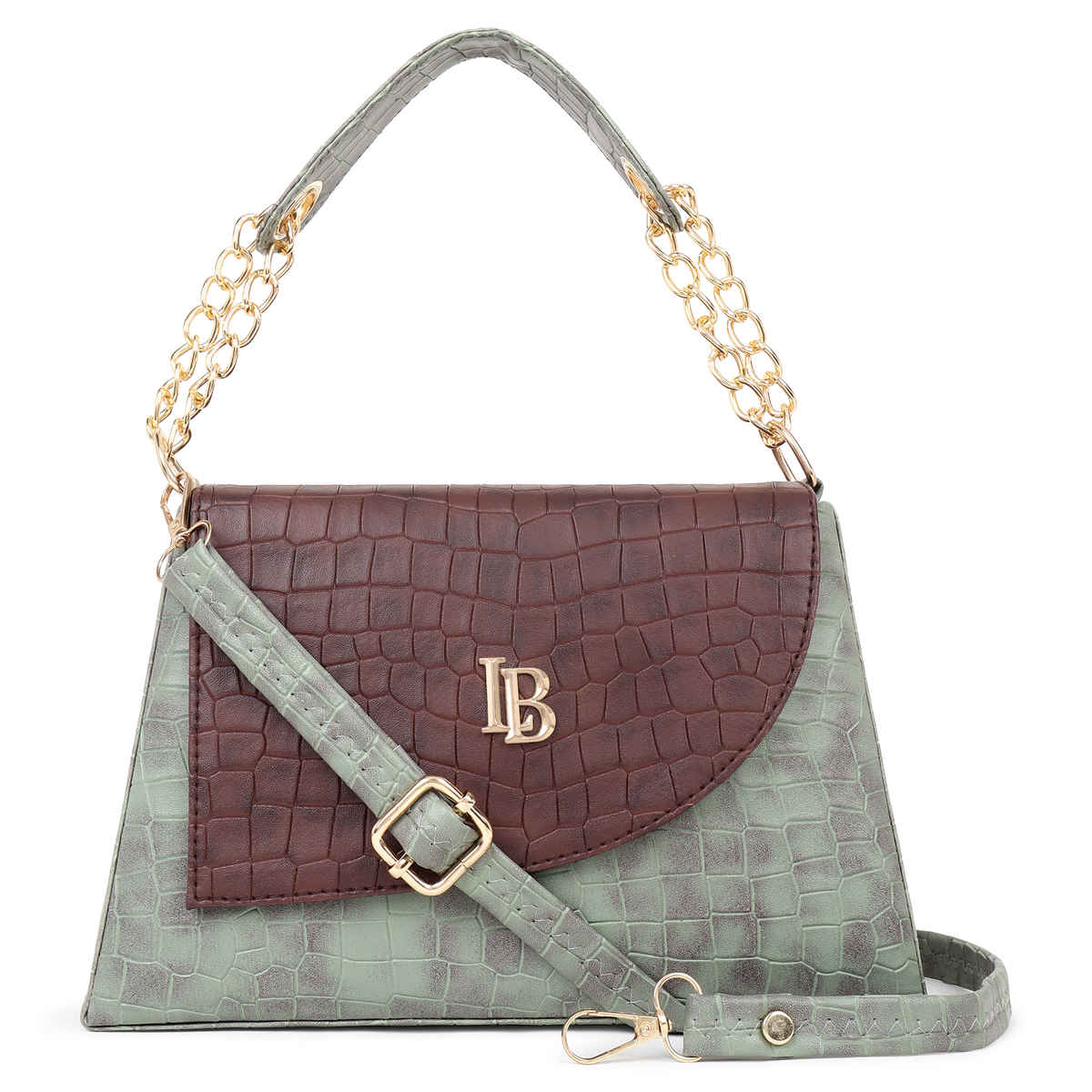 Legal Bribe Stylish Crock Sling Bag | Green/ Brown | LB2055
