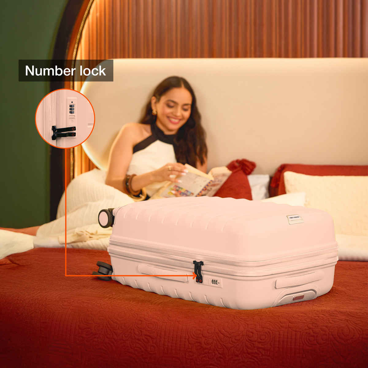 Nasher Miles Vienna Check-In Hard Sided Polypropylene 24 Inch|65 cm Trolley Bag - Peach