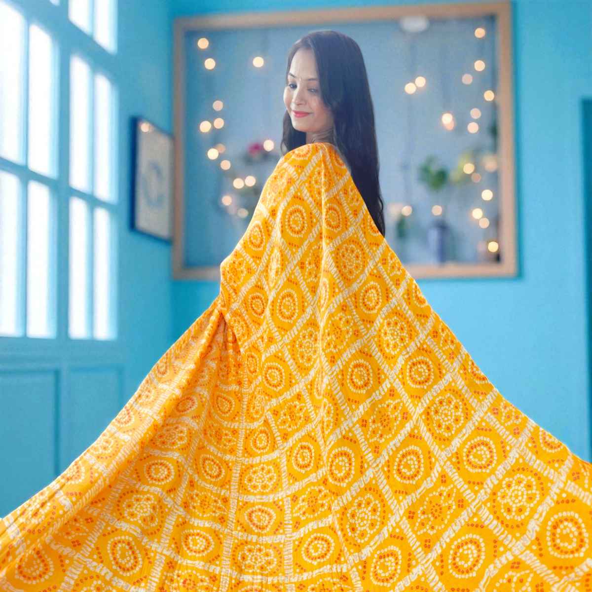 Yellow Bandhini Dupatta | House of Festivals