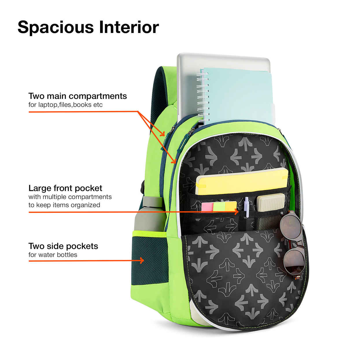 Nasher Miles Modern Polyester Laptop Backpack with Raincover & Front Organiser | Green - 45 L