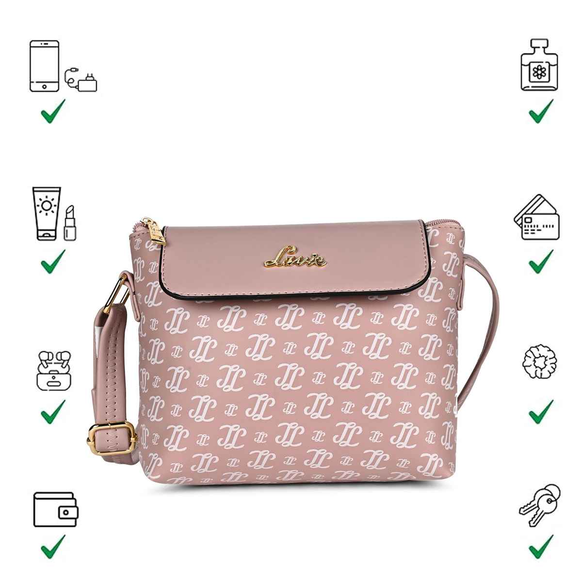 Lavie Women's Mono Ll Rio Flap Crossbody Sling Bag | Ladies Purse Handbag | Pink