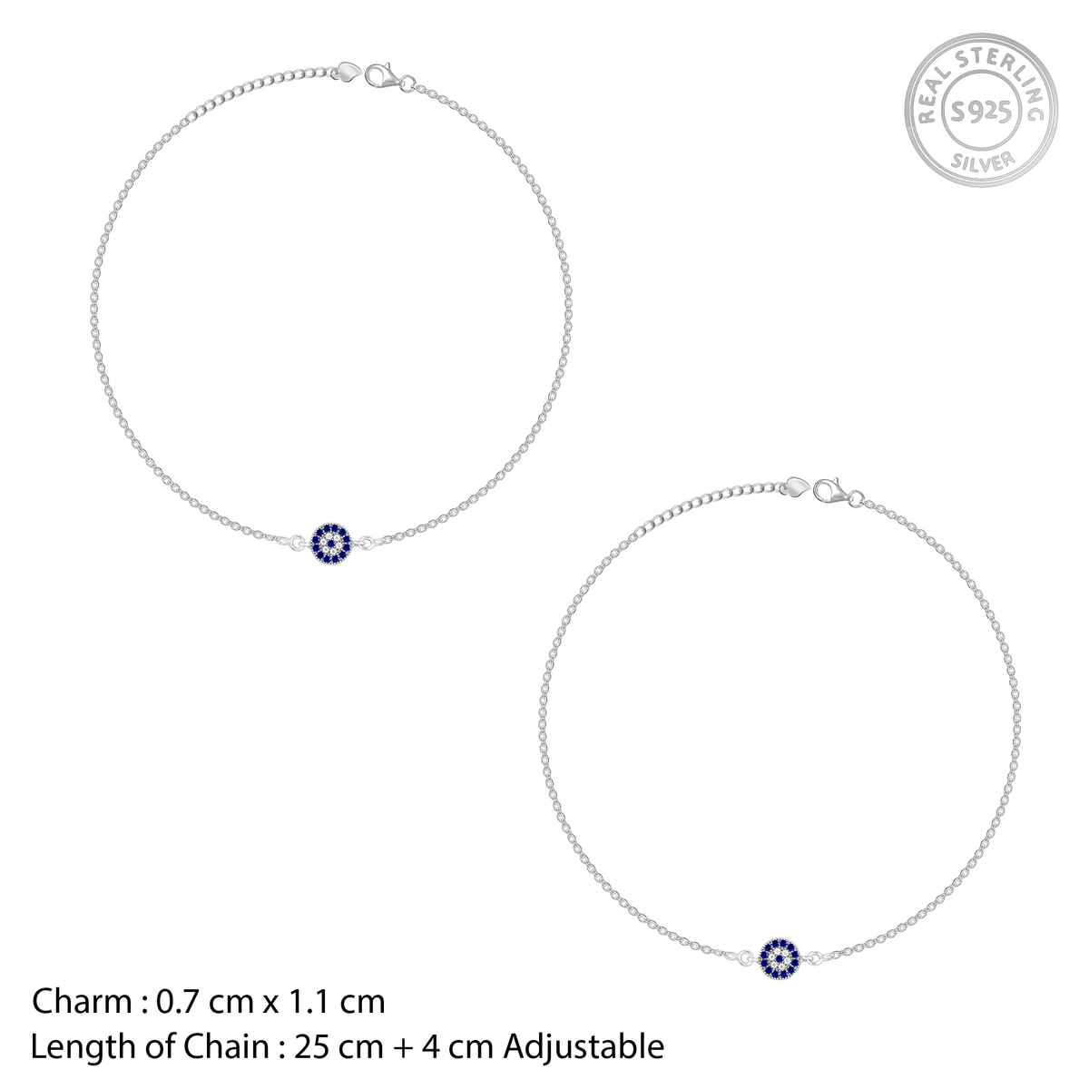 Giva Silver Protective Eye Anklet