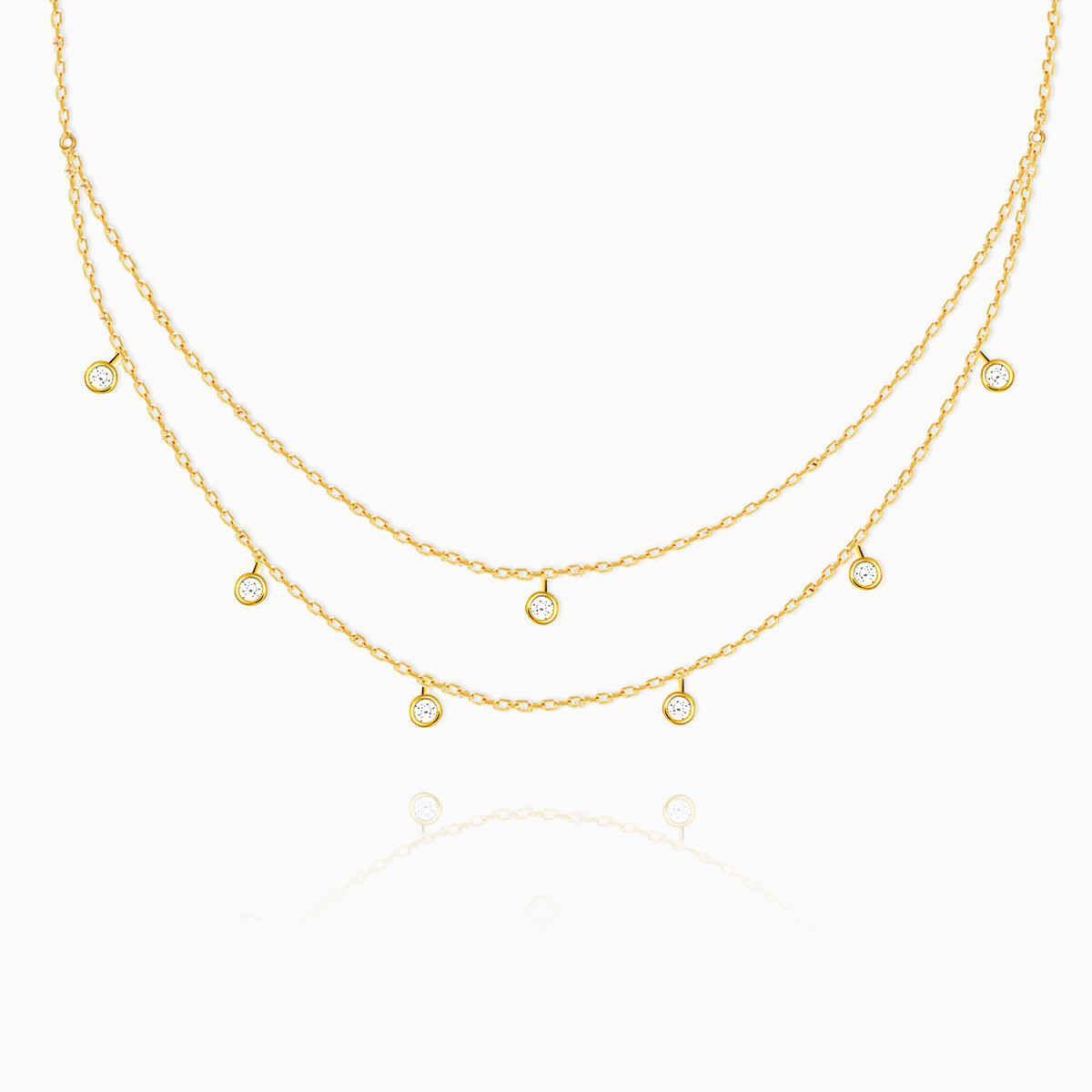 GIVA Golden Dual Layer Zircon Necklace