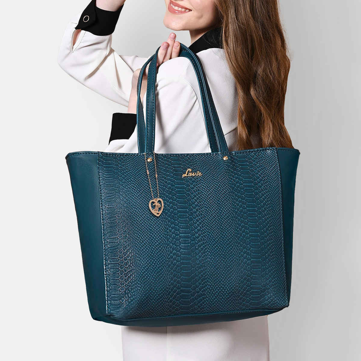 Lavie Women's Croc Nov Tote Handbag | Tote Bag For Work | Ladies purse | Shoulder Bag | Green