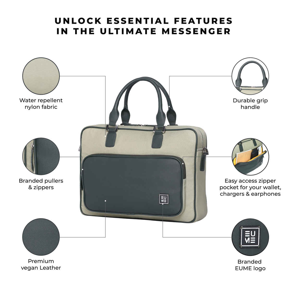 EUME Unisex Nylon 15 L Rope Handle Messenger Bag | Assorted