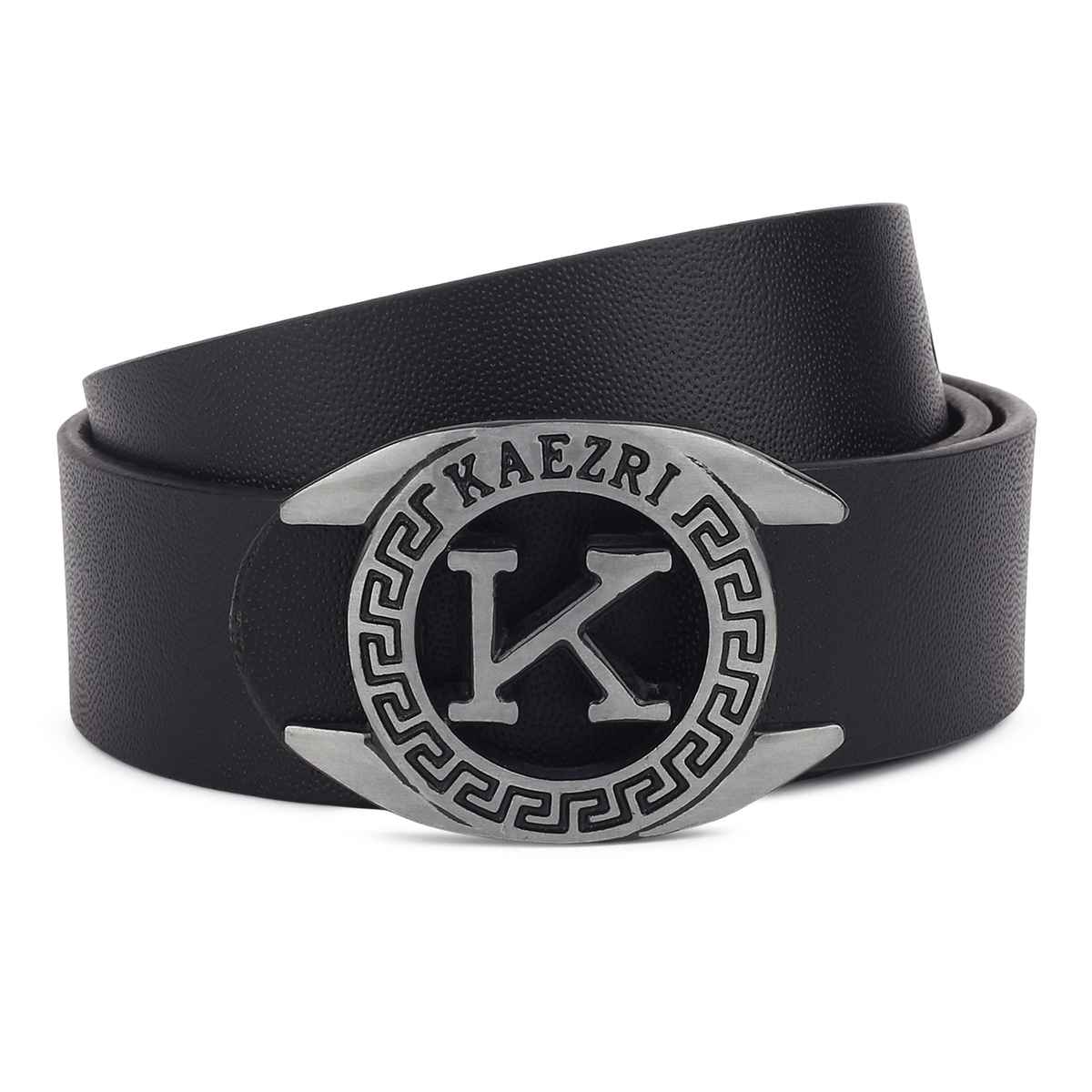 Kaezri Genuine Leather Black Belt for Men With Imported Buckle | Kzblddcb 36