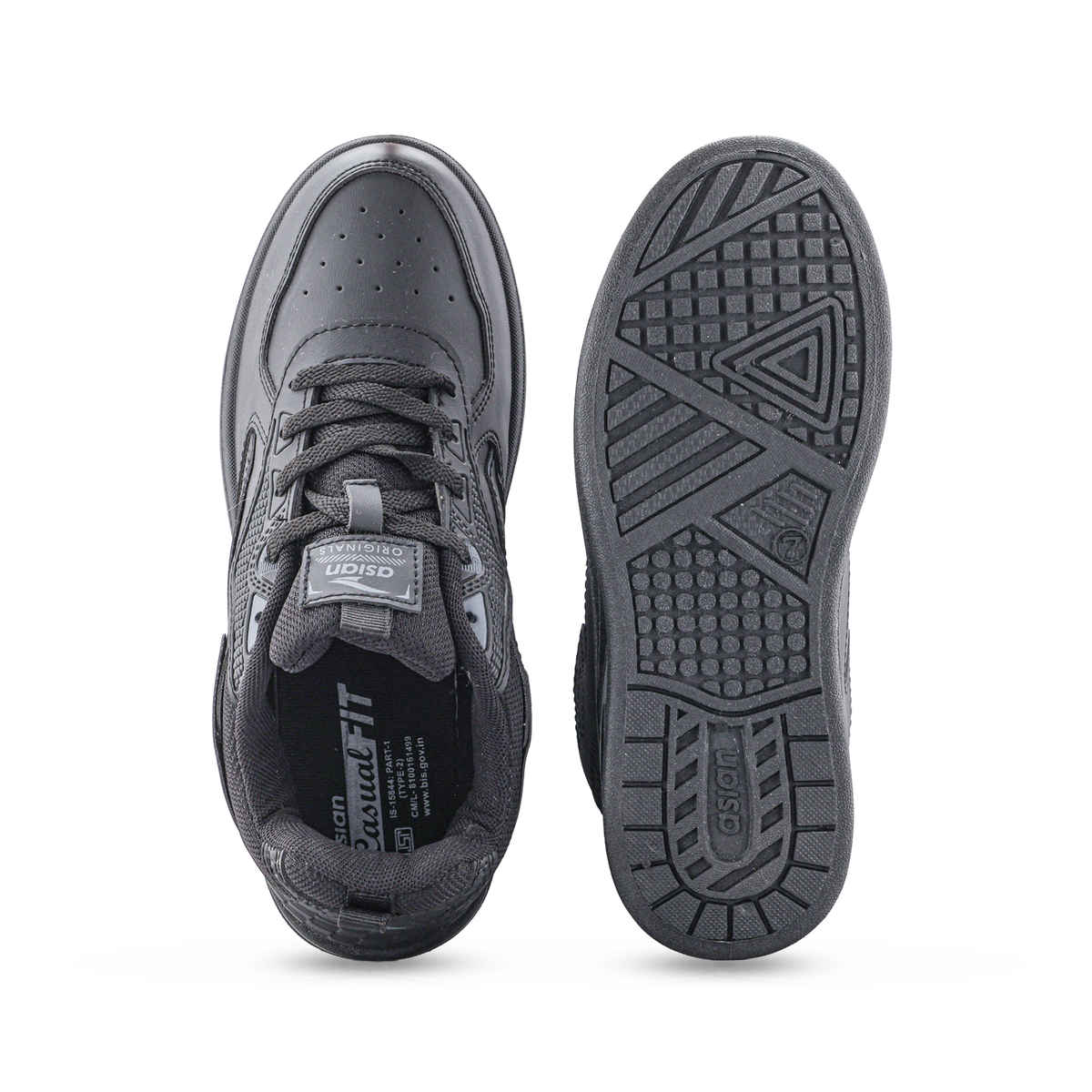 Asian Men's Lace up Sneakers | DEFENDER-02 | Black | UK 8