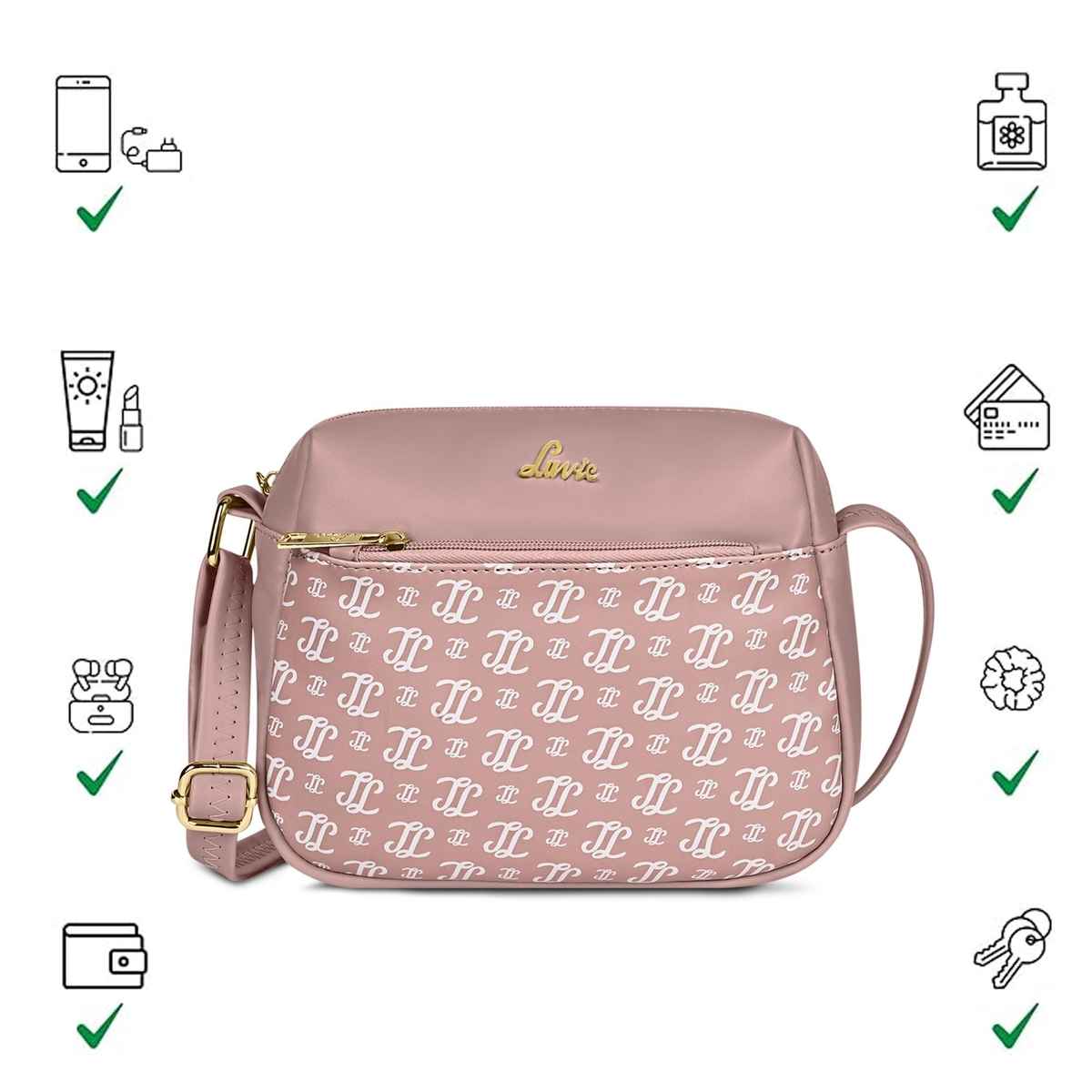 Lavie Women's Mono Ll Farah Crossbody Sling Bag | Ladies Purse Handbag | Pink