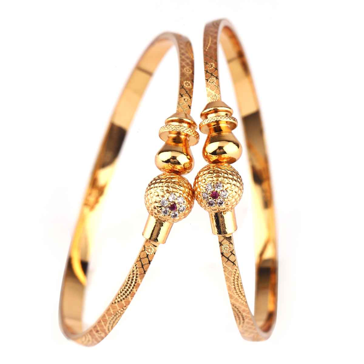 Shining Diva Fashion Set of 2 Latest Design Gold Plated Bracelet Bangles for Women and Girls 15234b